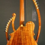 The top, back and sides are made from Hawiian Koa wood. The necks are made from mahogany and topped with ebony. The body and necks are trimmed in curly maple.